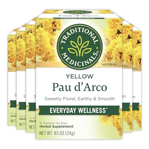 Traditional Medicinals Tea, Yellow Pau d'Arco, Everyday Wellness, 96 Tea Bags (6 Pack)