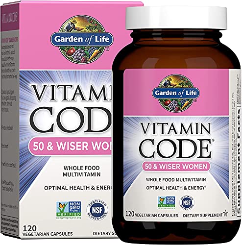Garden of Life Vitamin Code Multivitamin for Women 50 & Over, B Vitamins, A, C, D3, E & K, CoQ10, Probiotics & Enzymes, for Women 50 Plus, 120 Capsules
