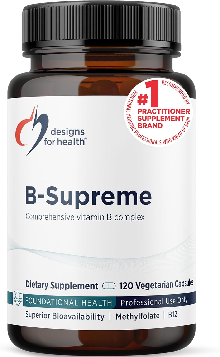 Designs for Health Methylated Vitamin B Complex - Vitamin B Supplements with B12 Vitamins, B1, B3, Niacin, B6, Folate & Biotin - Supports Metabolic and Heart Health, Mood & Energy* (120 Capsules)