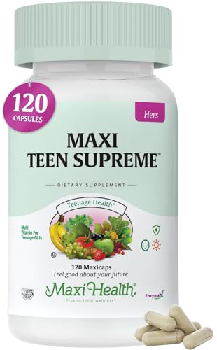 Teen Vitamins for Girls 12-17 - Teen Multivitamin D3, Iron, Calcium, Biotin, Zinc, Digestive Enzymes  Teenager Girl Multi Vitamins for Healthy Skin, Immune & Mood Support  120 Count