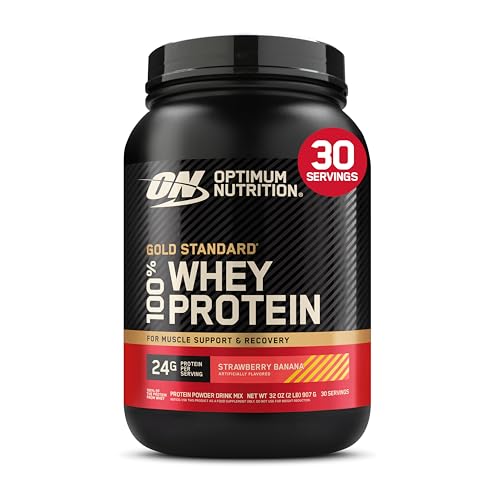 Optimum Nutrition Gold Standard 100% Whey Protein Powder, Strawberry Banana, 2 Pound (Packaging May Vary)