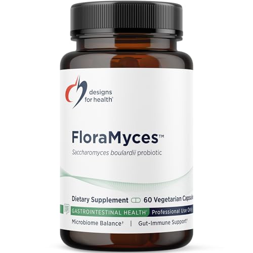Designs for Health FloraMyces 500mg Saccharomyces Boulardii Probiotic - Gut Health Supplements - Shelf-Stable Digestive Probiotics for GI Health - Dairy-Free, Vegan Probiotic (60 Capsules)