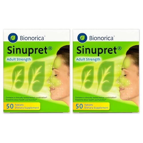 Bionorica Sinupret Adult Strength Sinus - Immune Support Supplement - All Natural - Herbal Nasal Passage & Immunity Boost - 50 Tablets - 2 Pack