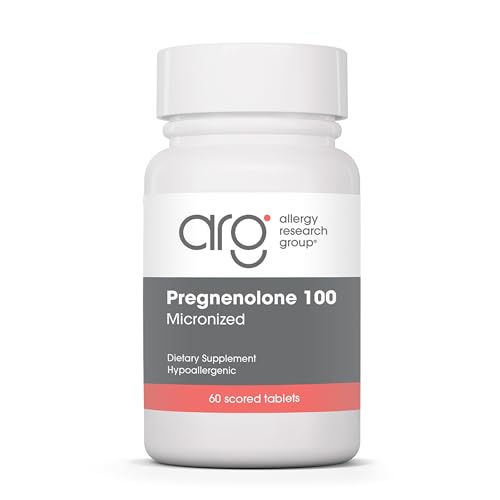 Allergy Research Group Pregnenolone 100mg - Progesterone Supplements for Women & Men, Hormone & Stress Support with Natural Wild Yam, Micronized Pure Lipid Matrix, Plant Based - 60 Tablets