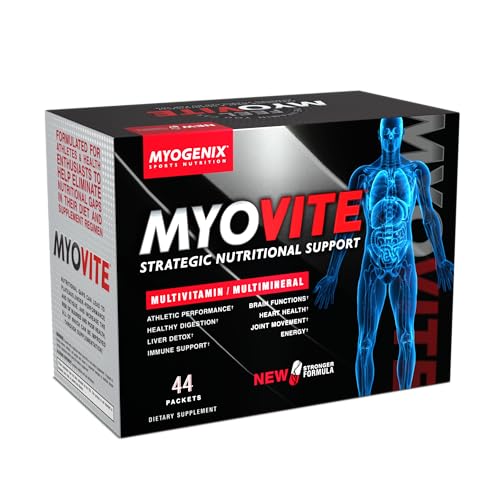 Myogenix Myovite Multivitamin  Daily Supplement  Designed for Athletes  Supports Joint, Heart, and Digestive Health  High Performance Vitamins for Men and Women  44 Convenient Packets