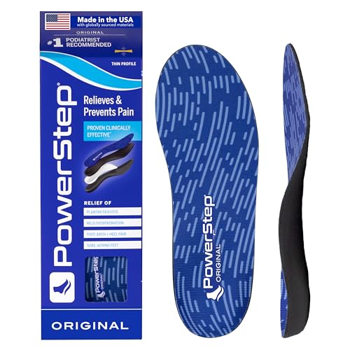 PowerStep Original Insoles - Arch Pain Relief Orthotics for Tight Shoes - Foot Support for Plantar Fasciitis, Mild Pronation, Foot & Arch Pain - Shoe Inserts for All - Made in USA (M 4-4.5, W 6-6.5)