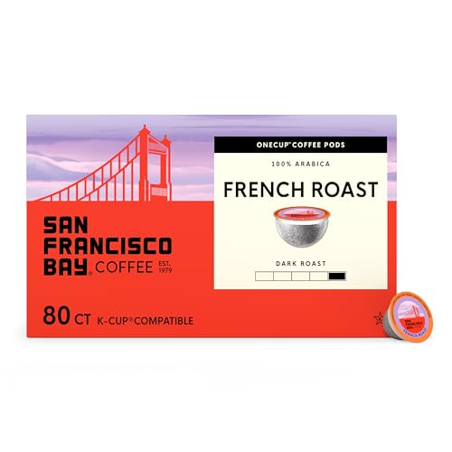 San Francisco Bay Coffee - Dark Roast - French Roast (80 ct) - Single Serve Coffee Pods, Commercially Compostable, K Cup Compatible
