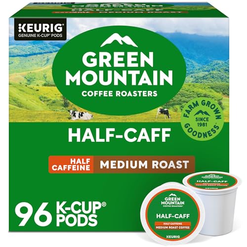 Green Mountain Coffee Roasters Half Caff Coffee, Keurig Single-Serve K-Cup pods, Medium Roast, 96 Count