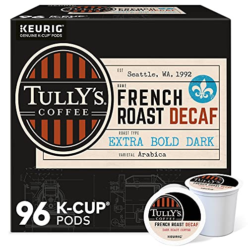 Tully's Coffee French Roast Decaf, Keurig Single-Serve K-Cup Pods, Dark Roast, 96 Count
