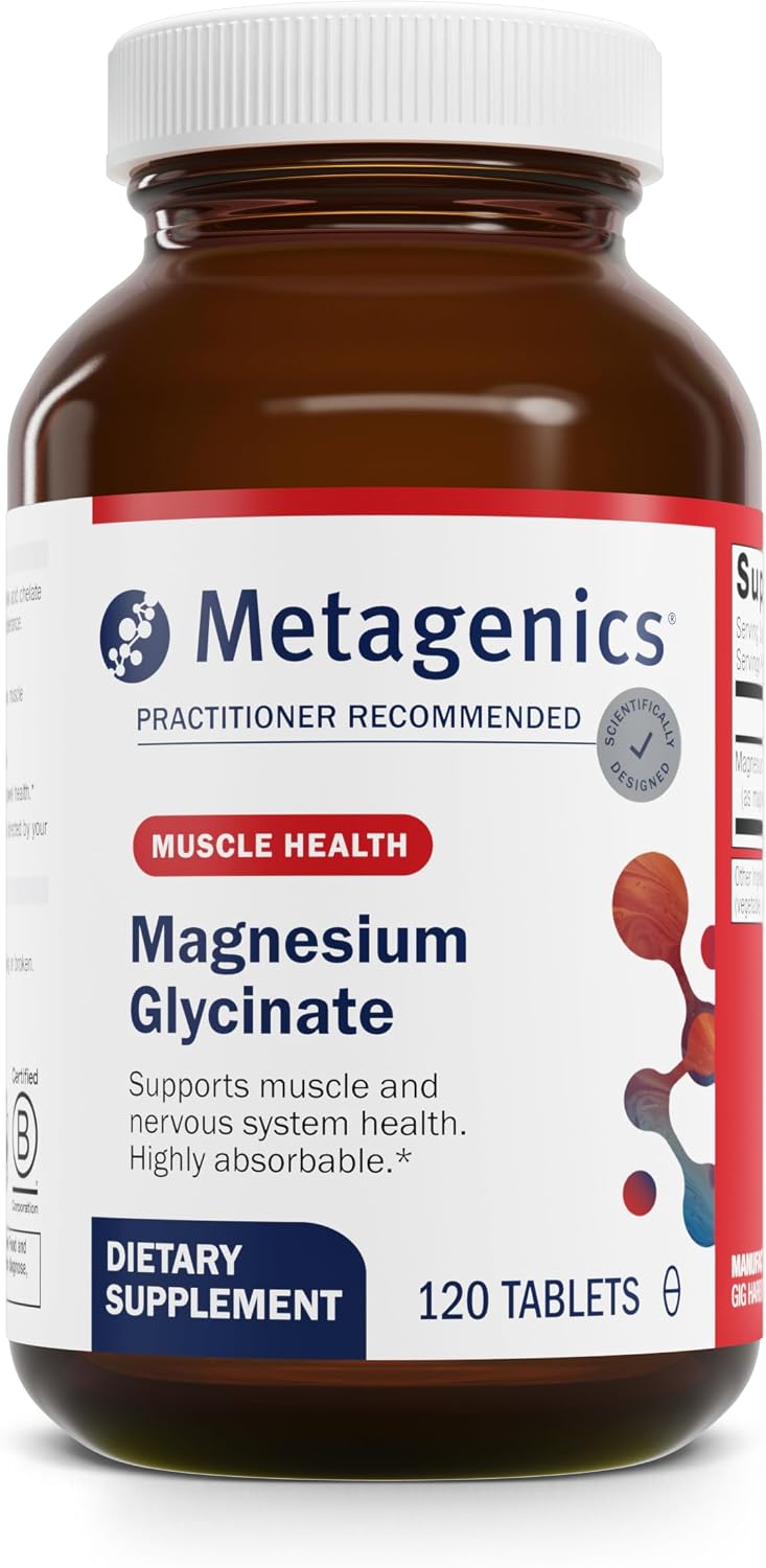 Metagenics Magnesium Glycinate - Highly Absorbable Magnesium Supplement for Sleep, Stress Relief & Muscle Relaxation* - Supports Bone, Heart & Nerve Health* - Non-GMO, Gluten-Free - 120 Tablets