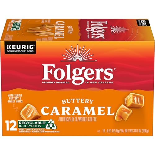 Folgers Buttery Caramel Flavored Coffee, 72 Keurig K-Cup Pods