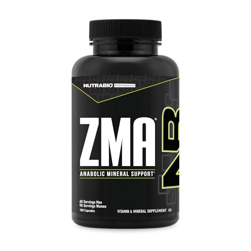 NutraBio ZMA Supplements for Men & Women- Zinc Magnesium Supplements to Support Hormone Levels, Peak Performance, Sleep, Muscle Recovery, Immune Health, 180 Ct.