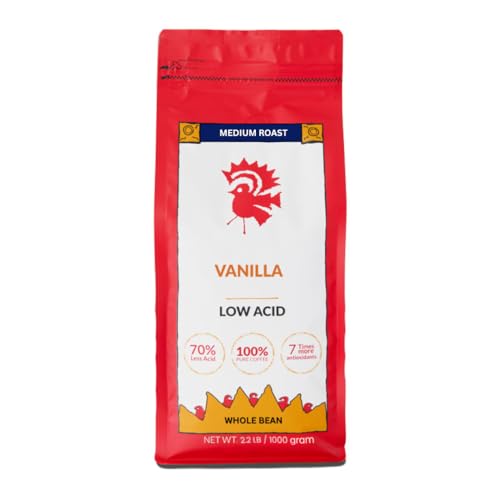 Puroast Low Acid Coffee Whole Bean | Vanilla Whole Bean | Flavored Coffee | High Antioxidants & High pH |No Bitter Aftertaste | Reduced Heartburn & GERD | Suitable for Cold Brew - 2.2 LB
