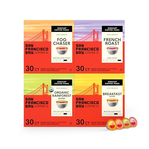 San Francisco Bay Compostable Coffee Pods - Original Variety Pack (120 Ct) K Cup Compatible including Keurig 2.0, French, Breakfast, Fog, Organic Rainforest
