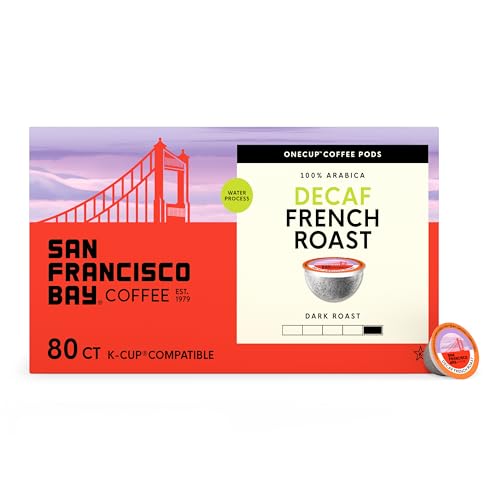 San Francisco Bay Compostable Coffee Pods - DECAF French Roast (80 Ct) K Cup Compatible including Keurig 2.0, Dark Roast, Swiss Water Processed