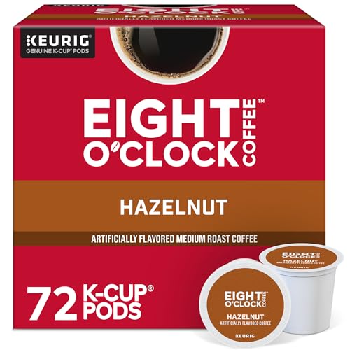 Eight O'Clock Coffee Hazelnut, Single-Serve Coffee K-Cup Pods, Medium Roast, 72 Count