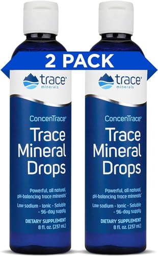 Trace Minerals ConcenTrace Trace Mineral Drops - Liquid Supplement for Bone & Joint Support - Aids Hydration & Electrolyte Restoration - Unflavored, 8 fl oz (192 Servings)
