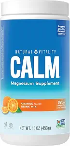 Natural Vitality Calm, Magnesium Citrate Supplement, Anti-Stress Drink Mix Powder - Gluten Free, Vegan, & Non-GMO, Orange, 16 oz