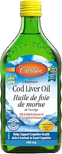 Carlson - Cod Liver Oil, 1100 mg Omega-3s, Liquid Fish Oil Supplement, Wild-Caught Norwegian Arctic Cod-Liver Oil, Sustainably Sourced Nordic Fish Oil Liquid, Lemon, 500 ml