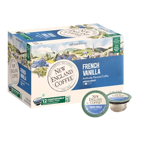 New England Coffee French Vanilla Medium Roast Single Serve Pods, 12ct Box (Pack of 6)