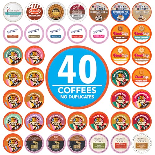 Crazy Cups Flavored Coffee Pods Variety Pack, Fully Compatible With All Keurig Flavored K Cups Brewers, Coffee Sampler, 40 Count
