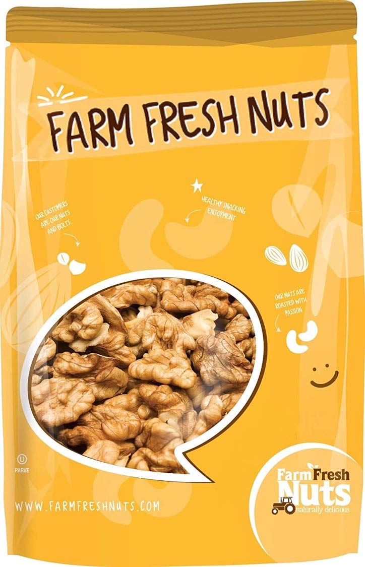 Raw Shelled California Walnuts Halves & Pieces (5 Lbs.) - Compares to Organic Walnuts - Great Source of Omega 3 - Vegan & Keto Friendly - Farm Fresh Nuts Brand
