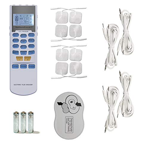 HealthmateForever YK15AB TENS unit EMS Muscle Stimulator 4 outputs 15 modes Handheld Electrotherapy device | Electronic Pulse Massager for Electrotherapy Pain Management Pain Relief Therapy