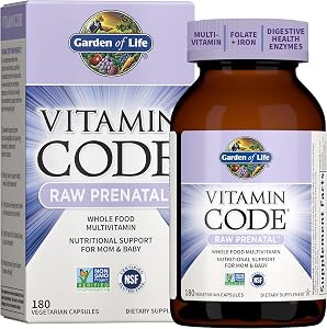 Garden of Life Prenatal Multivitamin for Women with Iron, Folate & Vitamin C and D3 for Neural Development & Probiotics for Immune Support  Vitamin Code  Non-GMO, Gluten-Free, Kosher, 60 Day Supply