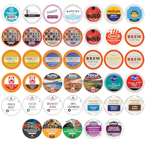 Crazy Cups Single Serve & K Cups Variety Pack, Including Unflavored Dark Roast & Medium Roast Pods, Pods Variety Pack for Keurig K Cups Machines, 40 Count
