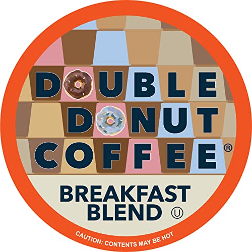 Double Donut Coffee Breakfast Blend Coffee Pods, Medium Roast Coffee, Single Serve Coffee For Keurig K Cups Machines, Breakfast Blend in Recyclable Pods, Hot or Iced Coffee, 96 Count