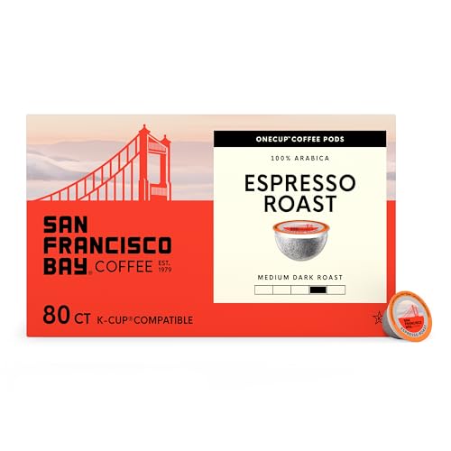 San Francisco Bay Compostable Coffee Pods - Espresso Roast (80 Ct) K Cup Compatible including Keurig 2.0, Dark Roast
