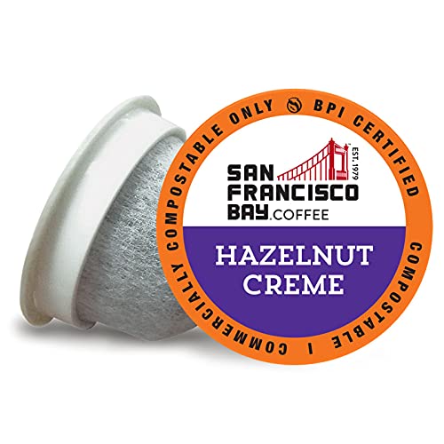 San Francisco Bay Compostable Coffee Pods - Hazelnut Creme (120 Ct) K Cup Compatible including Keurig 2.0, Flavored, Medium Roast