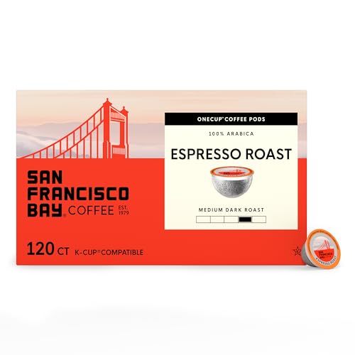 San Francisco Bay Compostable Coffee Pods - Espresso Roast (120 Ct) K Cup Compatible including Keurig 2.0, Dark Roast