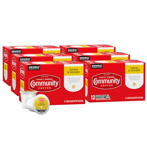 Community Coffee & Chicory 72 Count Coffee Pods, Dark Roast, Compatible with Keurig 2.0 K-Cup Brewers, 12 Count (Pack of 6)