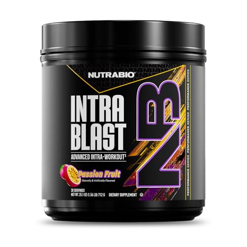 NutraBio Intra Blast Bcaa Powder Amino Acid Supplement, Electrolyte & Hydration Blend, Intra, Pre Workout & Muscle Recovery, 20g Eaa Amino Acids Powder, 5g Glutamine- Passion Fruit, 30 Serving