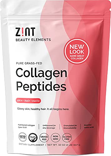 Zint Collagen Peptides Powder (32 oz) | Grass-Fed, Hydrolyzed Type I & III | Supports Skin, Hair, Joints & Gut Health | Rich in Key Amino Acids | Paleo-Friendly, Keto, Non-GMO, Unflavored