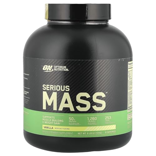 Optimum Nutrition Serious Mass Weight Gainer Protein Powder, Vitamin C, Zinc and Vitamin D for Immune Support, Vanilla, 6 Pound (Packaging May Vary)