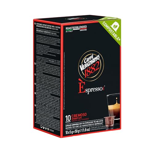 Caffe' Vergnano Medium Roast Espresso Original Line Machine Compatible Capsules - Arabica Robusta Espresso Coffee, Italian Coffee Espresso For Nespresso Coffee Machine, Intensity 6/10 - Cremoso,120 Ct