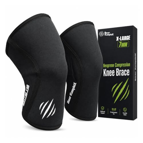 Bear KompleX Knee Sleeves for Men & Women - 5mm/7mm Compression & Heat Retention Neoprene Compression Knee Brace for Weightlifting, Squats & Powerlifting