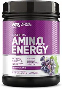 Optimum Nutrition Amino Energy - Pre Workout with Green Tea, BCAA, Amino Acids, Keto Friendly, Green Coffee Extract, Energy Powder - Concord Grape, 65 Servings (Packaging May Vary)