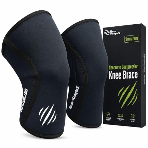 Bear KompleX Knee Sleeves for Men & Women - 5mm/7mm Compression & Heat Retention Neoprene Compression Knee Brace for Weightlifting, Squats & Powerlifting