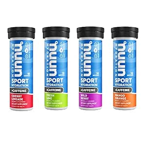 Nuun Sport + Caffeine: Electrolyte Drink Tablets, Mixed Flavor Box, 10 Count (Pack of 4)