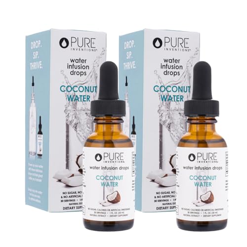 Pure Inventions Coconut Water - Water Enhancer Drops - Electrolyte Hydration - No Sugar, Calories, or Artificial Sweeteners - Pack of 2
