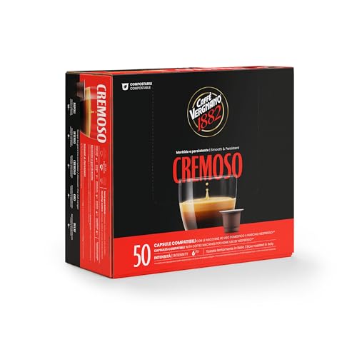 Caffe' Vergnano 1882 Medium Roast Espresso Original Line Machine Compatible Capsules, Arabica Robusta Espresso Coffee, Italian Coffee For Nespresso Coffee Machines, Intensity 6/10, Cremoso, 50 Ct