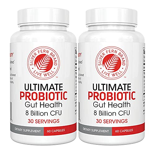 Silver Fern Ultimate Probiotic 2-Pack  Probiotics for Women & Men  8 Billion CFU Spore-Forming Gut Health Supplement  DNA Verified, Vegan Probiotic, Shelf-Stable, High Survivability  120 Capsules