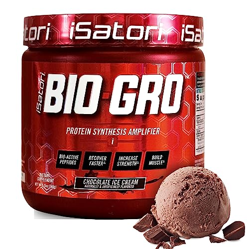 iSatori BIO-GRO Protein Synthesis Amplifier, for Muscle Recovery & Growth, Enhanced Stimulant Free Pre-Workout & Colostrum Supplement with Bio-Active Peptides- Chocolate Ice Cream (60 Servings)