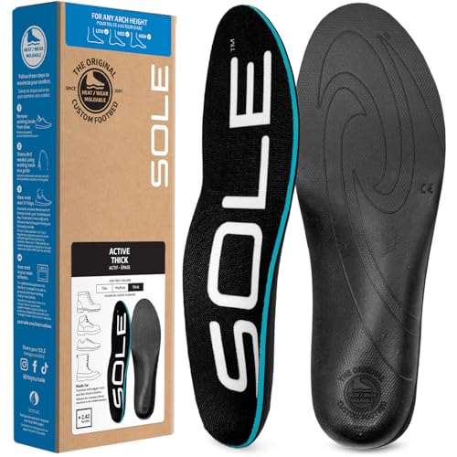 SOLE Active Thick Plantar Fasciitis Insoles, Men & Women - Arch Support Inserts for Foot Health and Heel Pain Relief, Orthotic Inserts - Multiple Sizes
