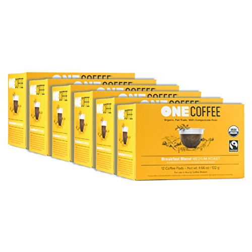 OneCoffee Organic Breakfast Blend 72 Count Single Serve Coffee 100% Compostable Pods Made for K-Cup Keurig Brewers