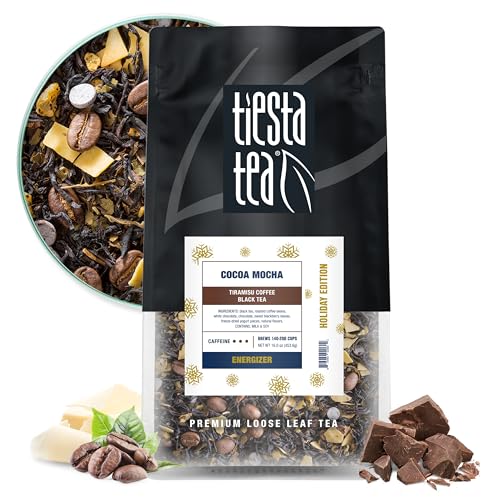 Tiesta Tea - Cocoa Mocha, Loose Leaf, Tiramisu Coffee Black Tea, Premium Blend, High Caffeinated Holiday, Make Hot or Iced Brews Up to 200 Cups, 16 Ounce Resealable Bulk Pouch