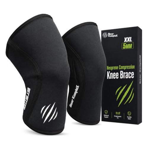Bear KompleX Knee Sleeves for Men & Women - 5mm/7mm Compression & Heat Retention Neoprene Compression Knee Brace for Weightlifting, Squats & Powerlifting